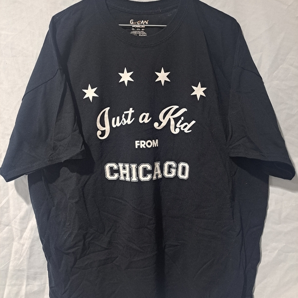 Just A Kid From Chicago T-Shirt Black 2XL XXL Illinois Windy City Mens Tee - Picture 2 of 4